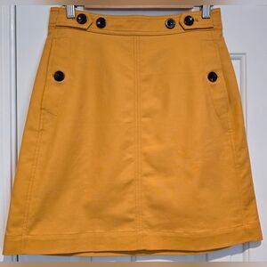 Women's Ann Taylor Lined Mini Skirt W/Pockets Size 2 Burnt Yellow Button Accents